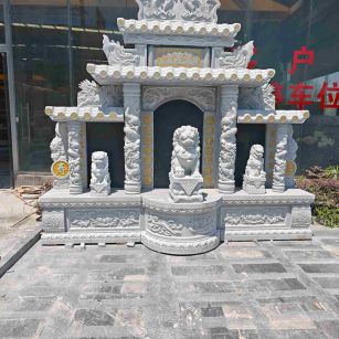 七台河芝麻白中国黑石材套墓 花岗岩墓碑